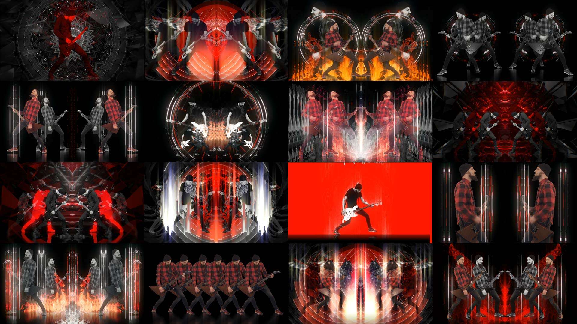 High energy red VJ visuals for rock and metal concert backgrounds