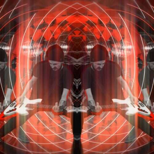 Abstract red rock performance visuals for live music stage projection