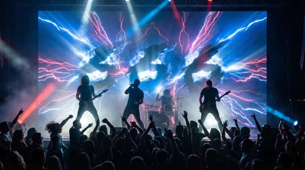 Lightning-Stones-RockVisuals-Live-Show-4 Lightning Stones electric storm video art for rock and metal concert visuals