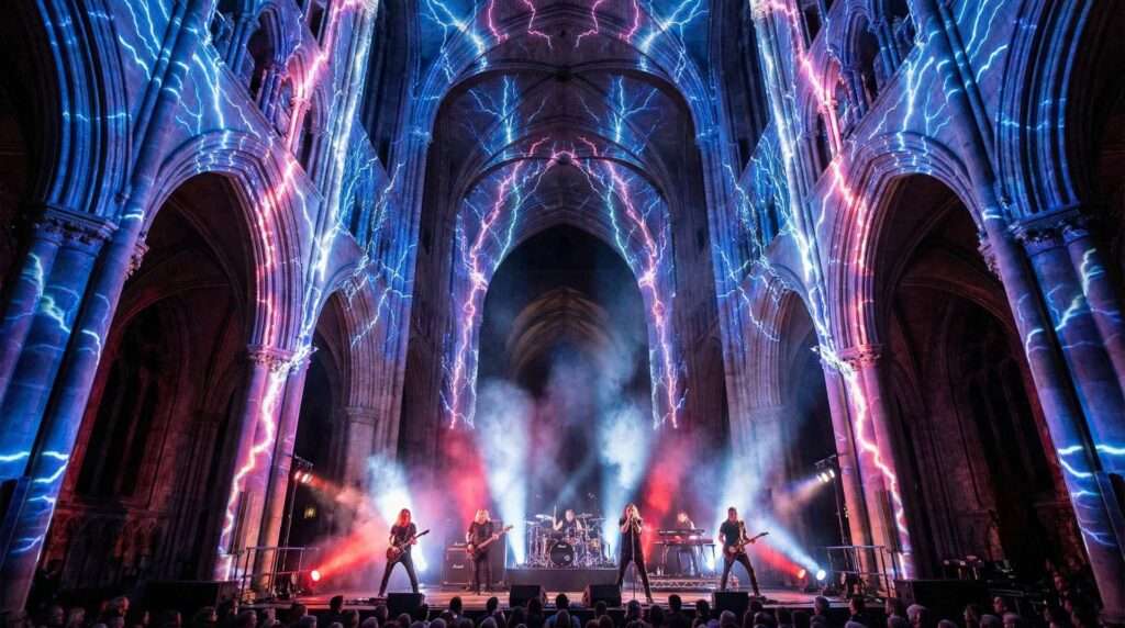 Lightning-Stones-RockVisuals-Live-Show-8 Lightning Stones storm energy stage visuals for metal shows and VJ performances