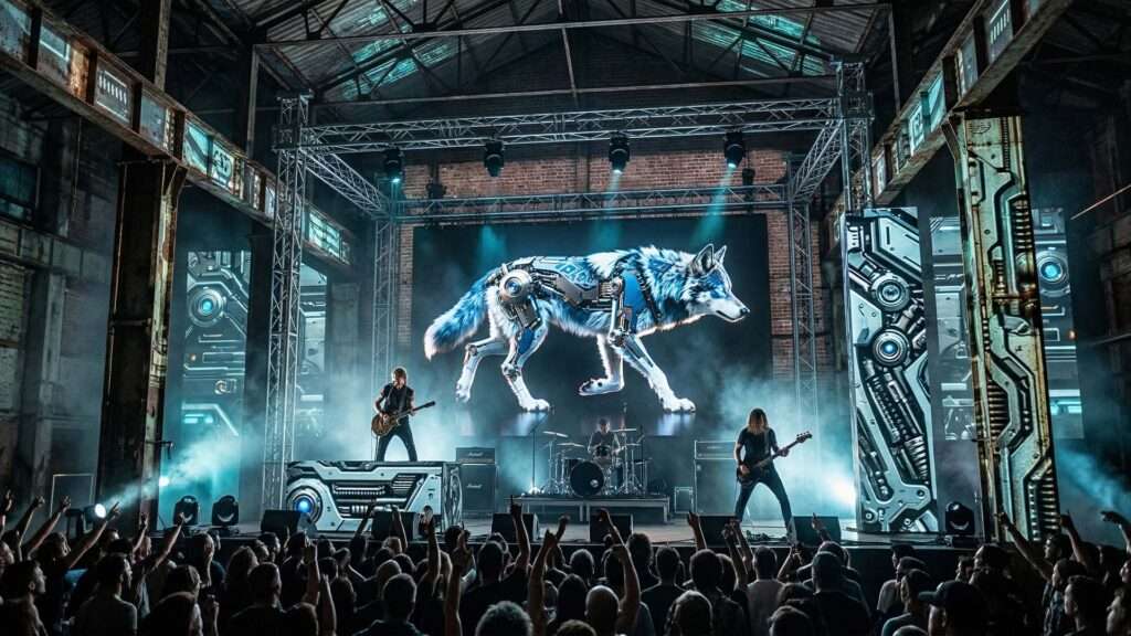 Techno-Wolf-Rock-Visuals-Motion-Background-3 rock concert video footage